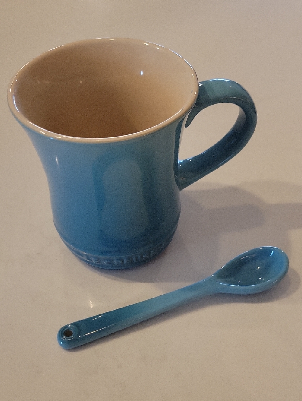 NWOT Le Creuset Retired Carribean Mug With Cafe Spoon